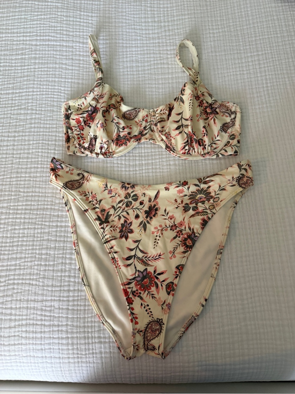 Abercrombie & Fitch Floral Cream and Pink Bikini Set